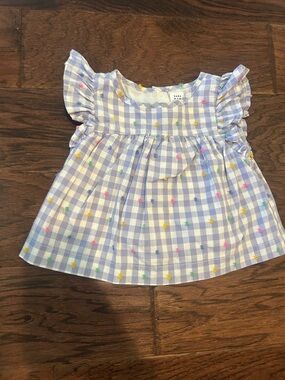 Baby Gap Lavender Gingham Ruffle Sleeve Top